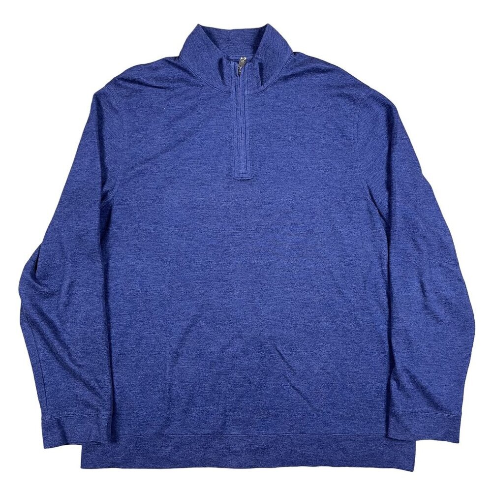 Jos. A Bank 1/4 Zip Pima Cotton & Modal Blend Blue Long Sleeve Shirt Size XL